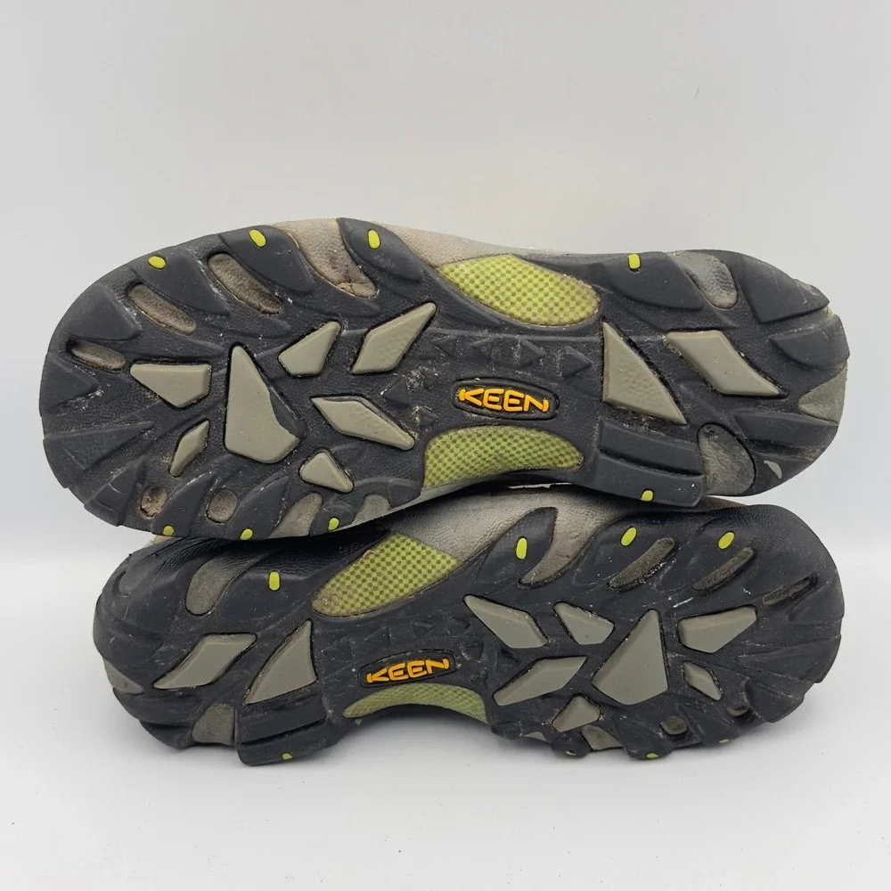 Keen Voyageur Hiking Shoes Brown Lime Green Leather Mesh Men 8 Women 9.5 EU 40.5